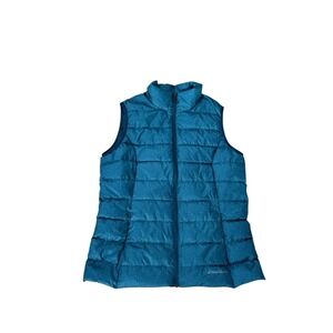 Eddie Bauer Down Fill EB650 Puffer Vest Women's Large Blue Teal Full Zip